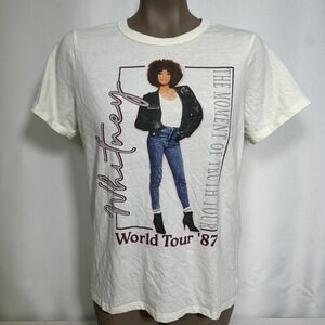 Whitney Houston The Moment of Truth World Tour '87 Cream T-Shirt Women's MEDIUM